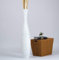 Leewadee Große Deko Bodenvase Für Dekozweige, Hohe Standvase Für Pampasgras, Design Holzvase, 110 cm, Weiß