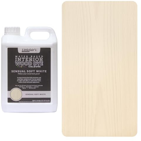 Littlefair's Teinte Bois 5ltr - Teinture Bois Écologique À Base D'Eau et Sûre - Lasure Bois Intérieur à Séchage Rapide - Peinture Lasure pour Bois Nettoyage Facile - Couleur:Blanc doux et sensuel