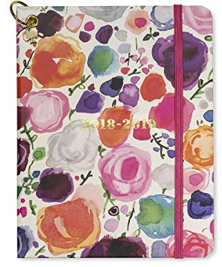 Kate Spade Medium Academic Daily Planner 2018-2019 with Daily Weekly Monthly Views and Happy Stickers (Floral)