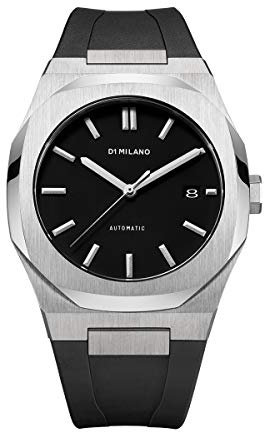 D1 Milano Automatikuhr ATRJ01 in Silber mit Kautschukarmband