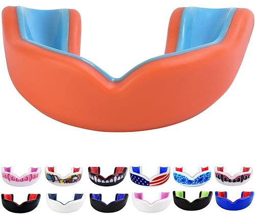 Oral Mart Orange/Blue Youth Mouth Guard for Kids - Youth Mouthguard for Karate, Flag Football, Martial Arts, Taekwondo, Boxing, Football, Rugby, BJJ, Muay Thai, Soccer, Hockey