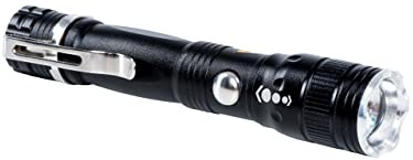 MAUL LED-Taschenlampe luna – robuste und outdoor-taugliche LED Taschenlampe inkl. Halteclip aus Metall – Stabtaschenlampe mit langer Leuchtdauer und Spritzwasserschutz (IPX4) – schwarz