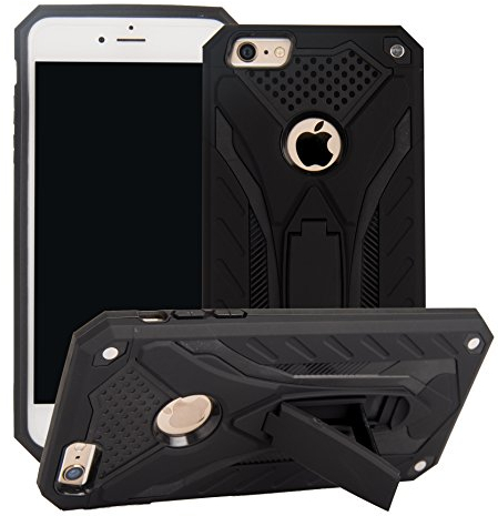 MILAN NICE Phone Case for iPhone 6/iPhone 6S Heavy Duty Protective Hard Cover Shockproof Certified with Drop Tested with Smartphone Kickstand (Black)