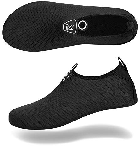 Barefoot Water Shoes Aqua Spotrs Socks Quick-Dry Beach Swim Snorkeling Surf Diving Pool Yoga Shoes for Mens Womens (S101-Black, 3.5/4UK)
