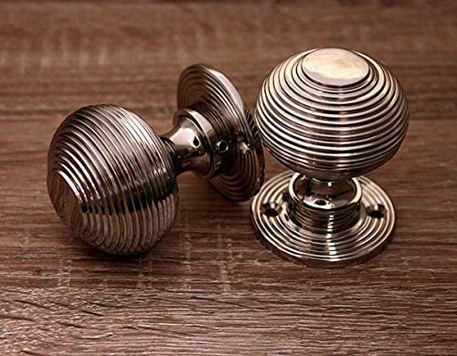 Antique Style Solid Brass Beehive Door Knob 50mm Nickel Finish