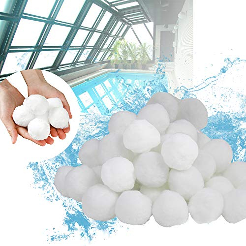 LZQ Filterbälle Filter Balls Filtermaterial 1400g ersetzen 50 kg Filtersand Sandfilteranlage für Pool Sandfilter, Weiß