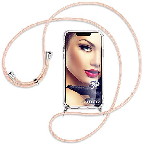 mtb more energy® Handykette kompatibel mit Huawei P40 Lite 5G, Nova 7 SE (6.5'') - Rose Peach - Smartphone Hülle zum Umhängen - Anti Shock Strong TPU Case
