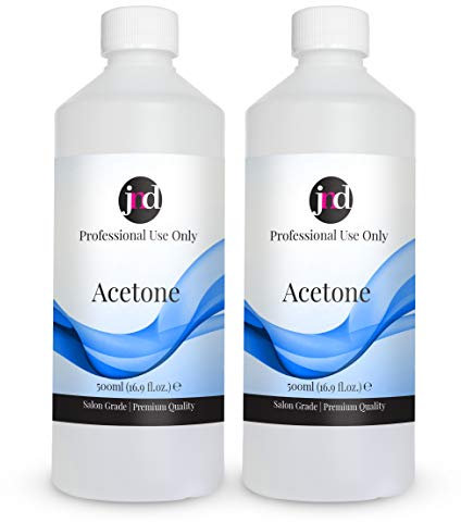 JND 100% Pure Acetone Soak-Off Gel Acrylic Tips Nail Glue Nail Polish Remover Multi Pack (2x 500ml)