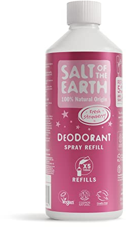 Salt of the Earth - Natural Deodorant Spray Refill - Sweet Strawberry - 100% Natural Origin Ingredients - Vegan - Suitable for Men, Women & Children - 500ml