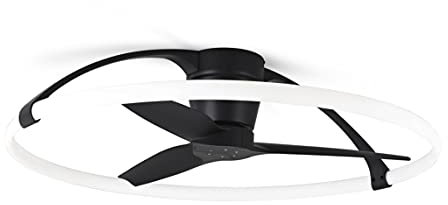 Mantra Iluminación. Modelo NEPAL. Ventilador y plafón de techo de 105 cm de diámetro en color negro. Fuente de luz LED 75W 2700K-5000K 7200lm. Ventilador 35W