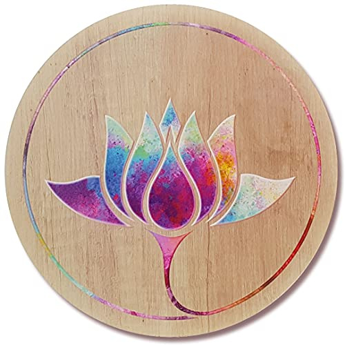 Holzbild · Lotusblume · Ø 21cm · Symbol der Liebe und Erleuchtung aus Naturholz · spirituelle Geschenkidee Geburtstag Ostern · Wandbild Danke Geschenk · Wand Deko Seerose Schlafzimmer