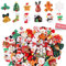 100 Stück Weihnachten Miniatur Ornamente, Kalolary Harz flache Rückseite Miniatur Weihnachtsmann Schneemann Baumglocke Harz-Anhänger Dekoration für Handyhülle Ohrringe Familie DIY Handwerk