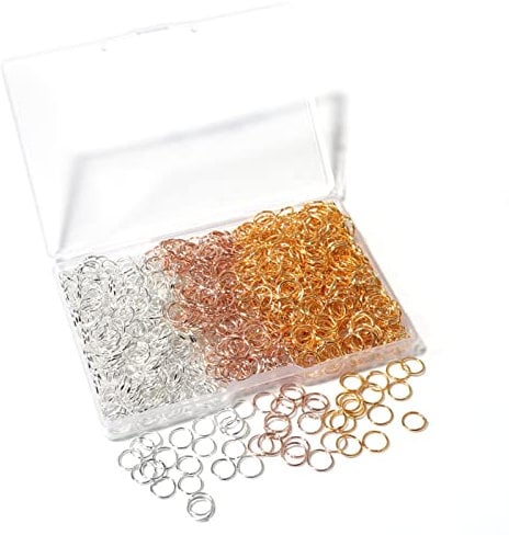 1000 Pcs 6mm Open Jump Rings Silver, Gold and Rose Gold Plated Jump Rings for Jewelry Making Iron Made Jump Rings Bulk for DIY Craft Earring Necklace Bracelet Pendant Choker Jewelry Making Findings