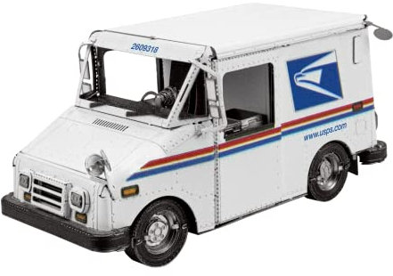 Metal Earth Fascinations Metallbausätze - Postfahrzeug LLV Mail Truck, lasergeschnittener 3D-Konstruktionsbausatz, 3D Metall Puzzle, DIY Modellbausatz mit 2 Metallplatinen,ab 14 Jahre