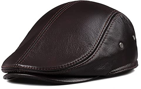 WHSPORT Schiebermütze Herren Flatcap mit Earflaps Schirmmütze Barett Cap Leder Newsboy Gatsby Mütze, Ivy Driving Hüte Herbst/Winter (Color : Coffee Color, Size : 59-60)
