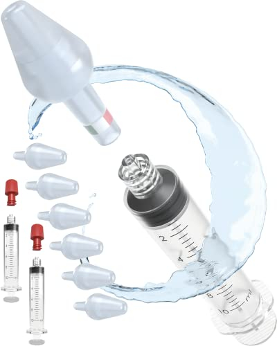 Rino Set Lavaggio Nasale Bambini e Adulti, Kit Pulizia Naso Made in Italy con Siringa e Irrigatore per Soluzione Fisiologica (2 Siringhe, 6 Olive)