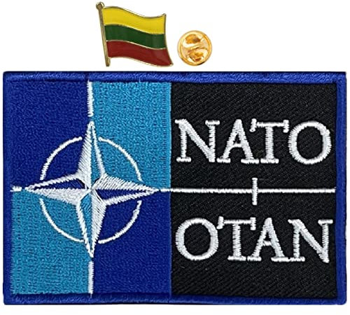 A-ONE Taktische Emblem-Patches mit NATO-Muster + Anstecknadel mit litauischer Flagge, Aufnäher für Army Gears Deck Jacket Navy Cloth Uniform Boots Windbreaker Molle Vest NO.424+428P