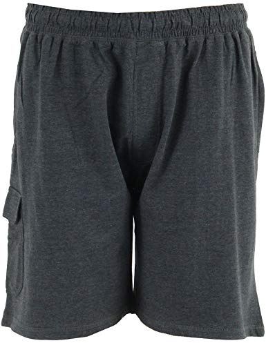 D555 Duke Men's John Fleece Cotton Cargo Shorts Grey-Blue-6XL