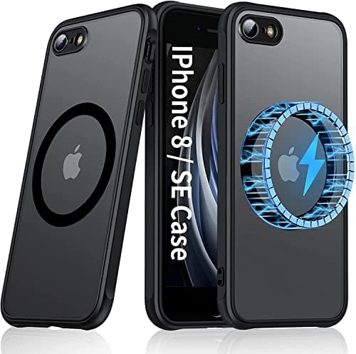 Fanbiya Magnetische Hülle für Phone SE 2022 2020 8 Handyhülle– kompatibel mit Magnetische-Ladegerät und Kfz-Handyhalterung, [Anti-Fingerabdruck] [Rundumschutz] für Damen und Herren