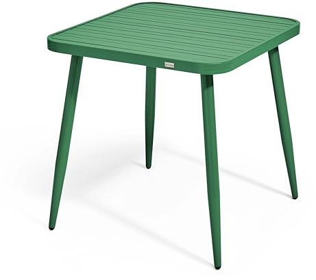 Oviala Quadratischer Gartentisch aus Aluminium, olivgrün