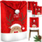 KESSER® Premium Weihnachtsstuhlüberzug 4er Set Stuhlhussen für Weihnachten Nikolausmütze Stuhlbezug Husse Weihnachtsdeko für Stühle Überzieher - Stuhlabdeckung im weihnachtlichen Design