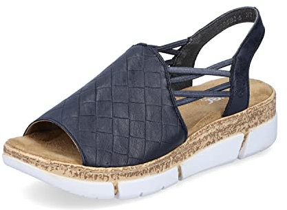 Rieker Damen Sandaletten V2368, Frauen Sandalen,Sommersandalen,bequem,Sommerschuhe,Freizeitschuhe,offene,Schuhe,Strandschuhe,blau (14),42 EU / 8 UK