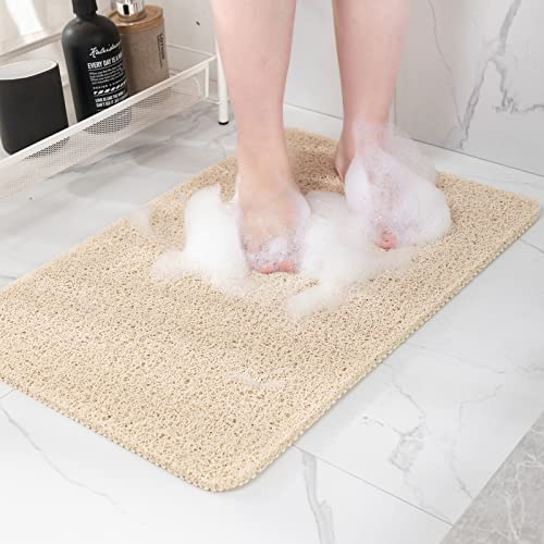 Hargiis Non Slip Bathtub Mat, Anti Slip Shower Mat, Fast Drying Bath Tub Mats, Foot Scrubber Mat, Anti Slip Mat for Tub, Floor, Bathroom, Home, Kitchen, Hotel (Beige 24x16)