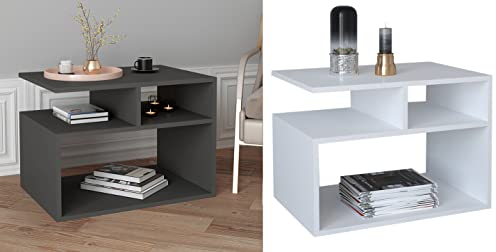 VCM Holz Beistelltisch | Couchtisch schlicht | Maße ca. H. 50 x B. 69 x T. 41 cm | Wohnzimmertisch | Kaffeetisch - Wolas Weiß