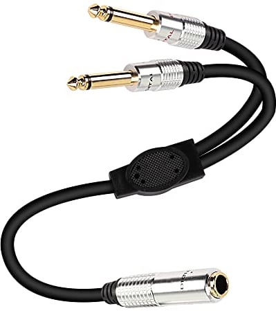 XMSJSIY 6,35 mm 1/4 TRS Stereo Femmina a Doppio 6,35 mm 1/4 TS Mono Maschio Y Splitter Cavo -50 CM