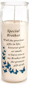 David Fischhoff - Special Brother Glass Jar Memorial Wax Candle with Verse Graveside Grave Ornament