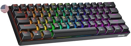 Geeky GK61 SE 60% | Tastiera da Gioco Meccanica | 61 Tasti Multi Colore RGB LED Retroilluminati per Gaming su PC/Mac | ANSI US Tastiera Americana (Nero, Mechanical Blue)