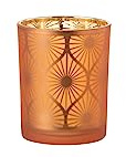 WINDLICHT Rhombus Blumen Glas ORANGE MEDIUM (2er Set)
