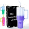 AGH life 40 oz Tumbler with Straw and Lid + Cup Cleaning Brush, Stainless Steel Travel Mug with Handle, 1.2 litres, Glitter Vacuum Insulated Coffee Cups(Blue & Light Blue)