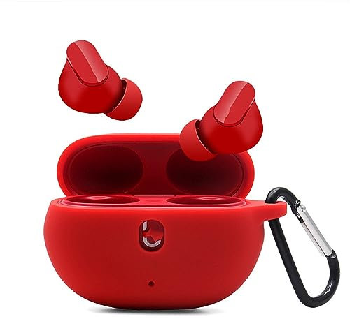 Silicone Case For 2023 New Beats Studio Buds Case, Anti-Lost Shockproof Protector Case Earbuds Charging Case Soft Silicone Protective Cover (Red)