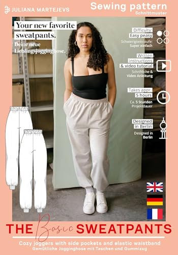 Schnittmuster Jogginghose Damen mit Gummibund (Gr. XS-XXXL) Papierschnittmuster mit Nähanleitung zum Nähen
