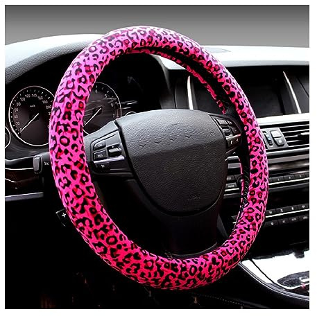 SKINII Lenkrad Abdeckung Universelle Lenkradbezüge Rosa Rot Weiß 7 Farben Durchmesser 38 cm Lenkradbezug Im Auto-Styling Auto Lenkradhüllen (Farbe : Pink)