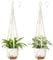 Mkono 7.5 Inch Hanging Planters, Macrame Plant Hangers with Self Watering Plant Pots Indoor Set of 2 Hanging Baskets Flower Pot Holders with Hooks No Tassels for Boho Home Decor, Ivory