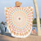 Microfaser Rundes Stranddecke Erwachsene Kinder Teenager Strandtuch Rund Mandala Hippie Groß Yoga Matte Tuch Meditation Tischdecke AufhäNger Decke Picknick Teppich (Orange)