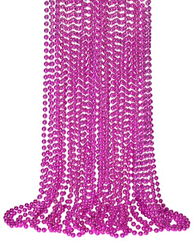 SHAOQINLIN Mardi Gras Perlenketten, 84 cm, Metallic-Perlenketten, St. Patrick's Day, Perlenketten, Großpackung für St. Patrick's Day, Karneval, Weihnachten, Partygeschenke, 12 Stück, Kunststoff