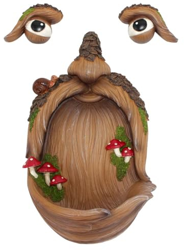 Arbre Art, Arbre Face Oiseau mangeur drôle Vieil Vieil Arbre Visage résistant aux intempéries d'oiseau Arbre résine décoratif Art d'arbre pour Jardin Yard extérieur, type1