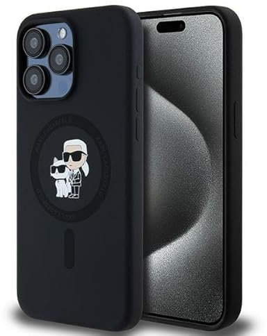 CG Mobile Karl Lagerfeld KLHMP15XSCMKCRHK Hülle für iPhone 15 Pro Max 6.7 Schwarz hardcase Silicone Karl & Choupette Ring