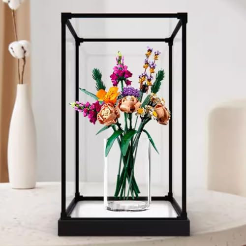 Boîte de présentation en acrylique pour bouquet de roses Lego 10280 - Boîte de présentation transparente anti-poussière - Compatible avec kit de construction Lego 10280 (modèle non inclus) (base