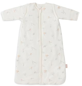 Jollein Schlafsack Baby - Lovely Birds - 110 cm - Baumwolle - 2.0 bis 3.0 TOG - Abnehmbare Ärmel - OEKO-TEX Zertifiziert - Baby Schlafsack - Vögel Print