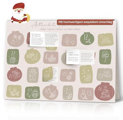 Adventskalender Achtsamkeit Adventskalender Karten mit Türchen inkl. Briefumschlag | 24 Achtsamkeitsübungen für Frauen Freundin Mama Self Care Selbstliebe Mut | Weihnachtskarten Klappkarte Grußkarte