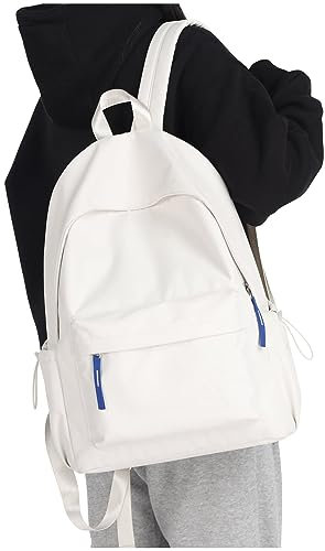 Kids Backpacks for School Student Backpack Solid Color Backpack For Men And Women Lightweight And Good Looking Backpack Little Boy Backpack (White, One Size)