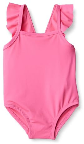 Amazon Essentials Costume da Bagno Intero con Volant Bimba, Rosa Shocking, 18 Mesi