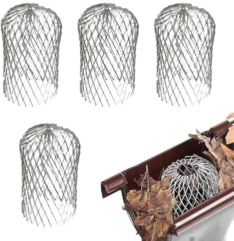 Confezione Protezioni per Pluviali, 4 Pezzi Protezioni per Grondaie, Parafoglie per Grondaie in Lega di Alluminio, Protezione per Grondaia Filtro Protezione per Iltrare Foglie, Rami, Frutta, Muschio