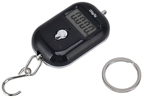 Kofferwaage Digital Tragbar mit Schlüsselanhänger, 25kg Kapazität, Schwarz, Hängewaage für Gepäck und -Lieferung