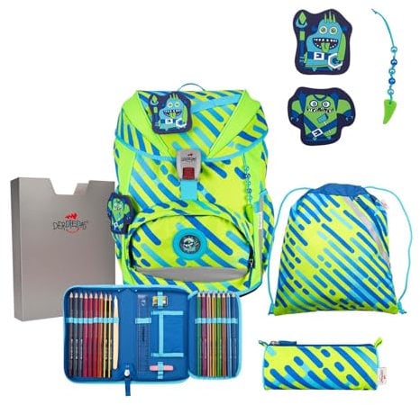 DerDieDas ErgoFlex Exklusiv Neon Schulranzenset 5-teilig Monster