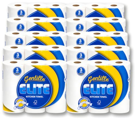 Gentille Elite 3pk Kitchen Roll | 3ply Thick Strong Absorbent Paper Towel (30 Rolls)
